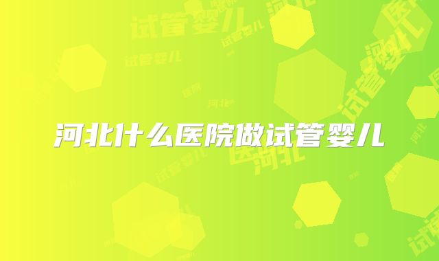 河北什么医院做试管婴儿