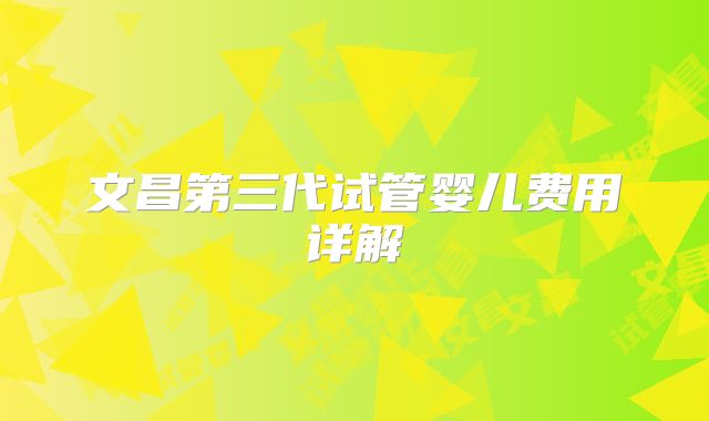 文昌第三代试管婴儿费用详解