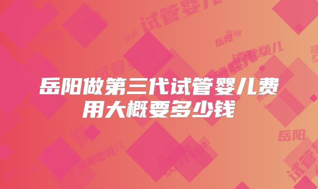 岳阳做第三代试管婴儿费用大概要多少钱