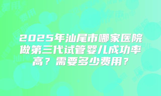 2025年汕尾市哪家医院做第三代试管婴儿成功率高?需要多少费用?