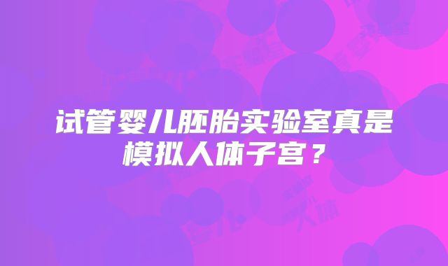 试管婴儿胚胎实验室真是模拟人体子宫？