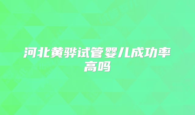 河北黄骅试管婴儿成功率高吗