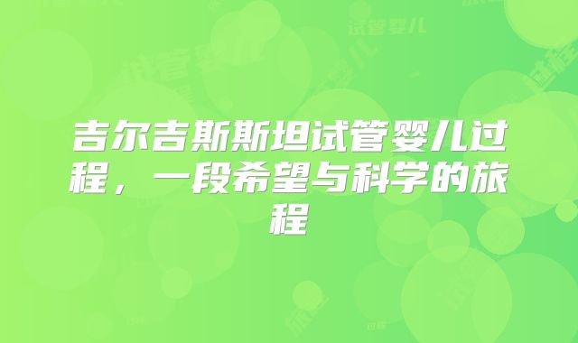 吉尔吉斯斯坦试管婴儿过程,一段希望与科学的旅程