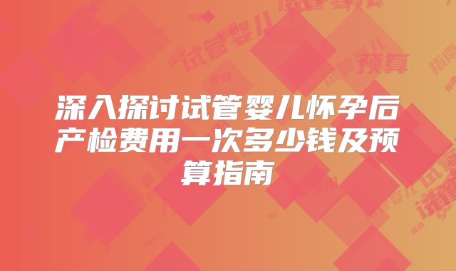 深入探讨试管婴儿怀孕后产检费用一次多少钱及预算指南