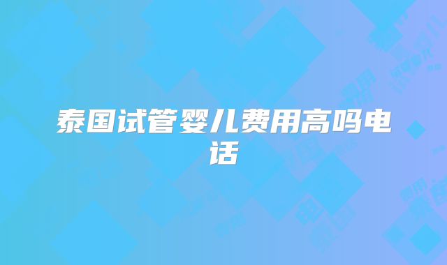 泰国试管婴儿费用高吗电话