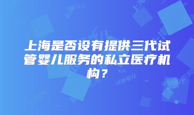上海是否设有提供三代试管婴儿服务的私立医疗机构?