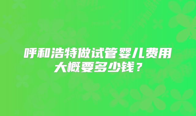 呼和浩特做试管婴儿费用大概要多少钱？