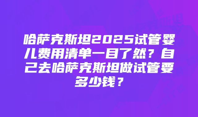 哈萨克斯坦2025试管婴儿费用清单一目了然？自己去哈萨克斯坦做试管要多少钱？