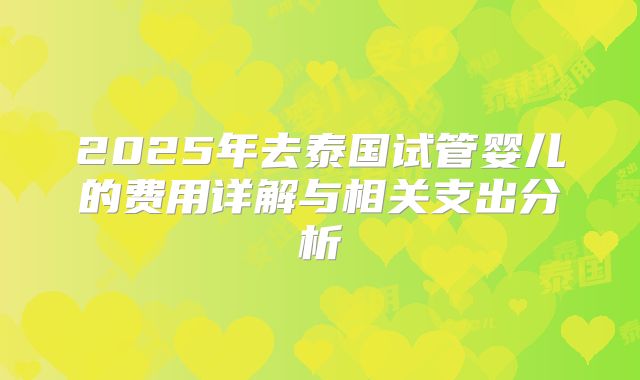 2025年去泰国试管婴儿的费用详解与相关支出分析