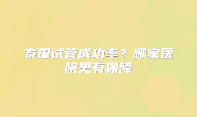 泰国试管成功率?哪家医院更有保障