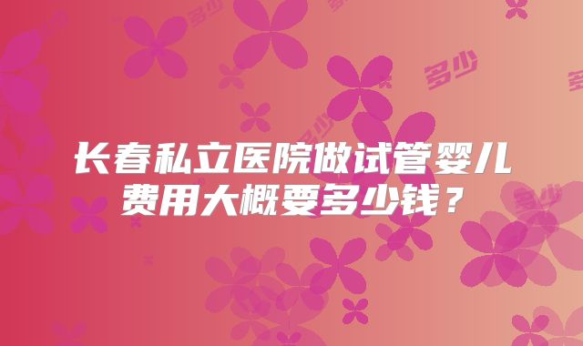 长春私立医院做试管婴儿费用大概要多少钱？
