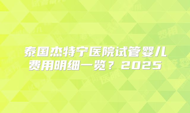 泰国杰特宁医院试管婴儿费用明细一览？2025