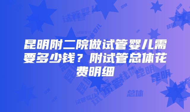 昆明附二院做试管婴儿需要多少钱？附试管总体花费明细