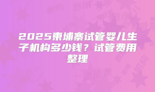 2025柬埔寨试管婴儿生子机构多少钱?试管费用整理