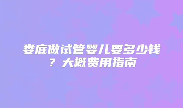 娄底做试管婴儿要多少钱？大概费用指南