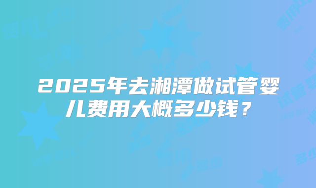 2025年去湘潭做试管婴儿费用大概多少钱?