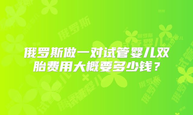 俄罗斯做一对试管婴儿双胎费用大概要多少钱？