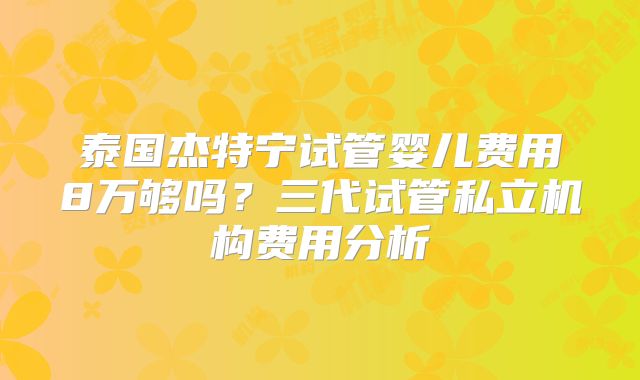 泰国杰特宁试管婴儿费用8万够吗?三代试管私立机构费用分析