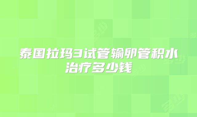 泰国拉玛3试管输卵管积水治疗多少钱
