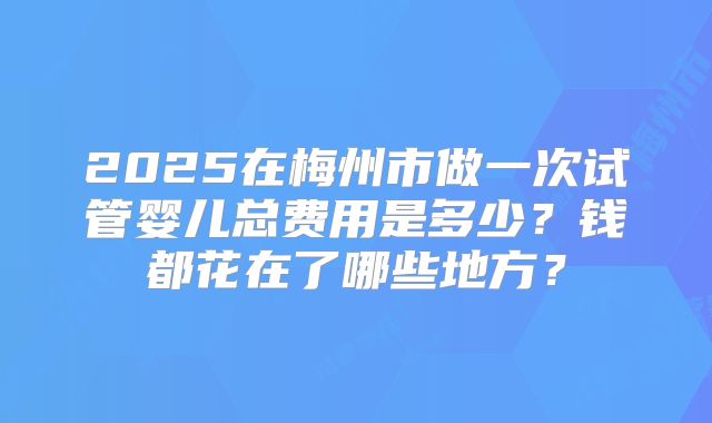 2025在梅州市做一次试管婴儿总费用是多少?钱都花在了哪些地方?