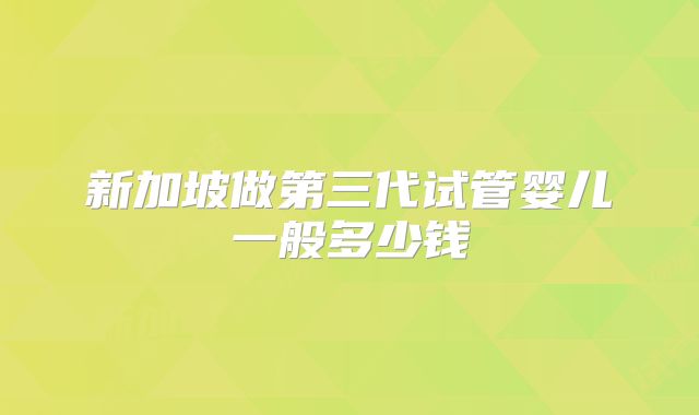 新加坡做第三代试管婴儿一般多少钱