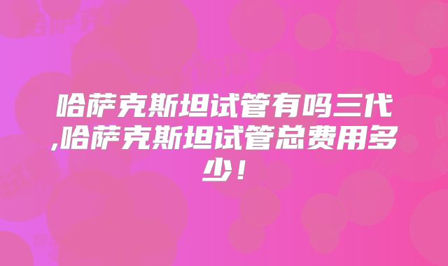 哈萨克斯坦试管有吗三代,哈萨克斯坦试管总费用多少!