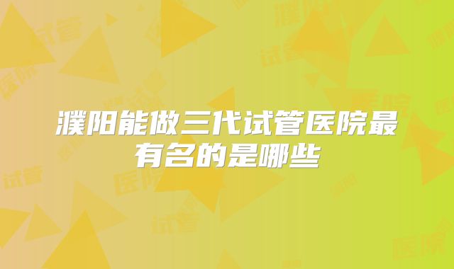 濮阳能做三代试管医院最有名的是哪些