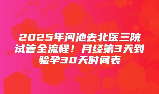 2025年河池去北医三院试管全流程！月经第3天到验孕30天时间表