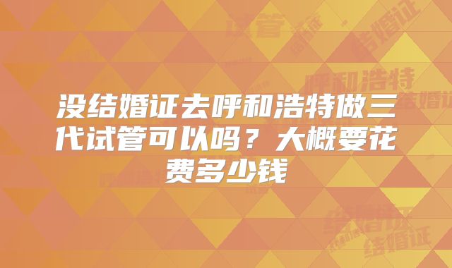 没结婚证去呼和浩特做三代试管可以吗?大概要花费多少钱