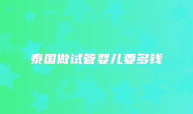 泰国做试管婴儿要多钱
