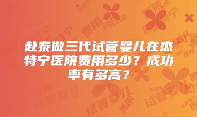 赴泰做三代试管婴儿在杰特宁医院费用多少?成功率有多高?