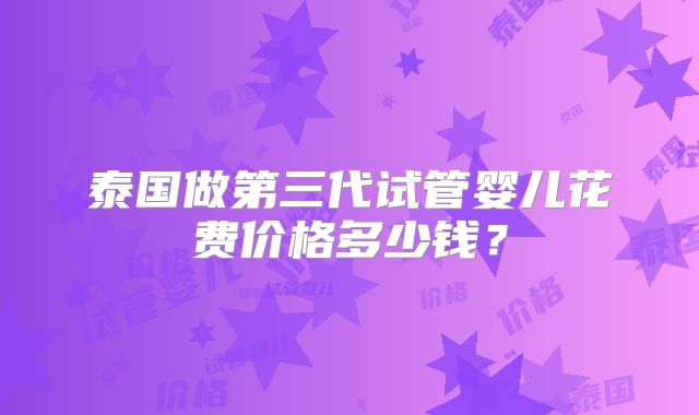 泰国做第三代试管婴儿花费价格多少钱？