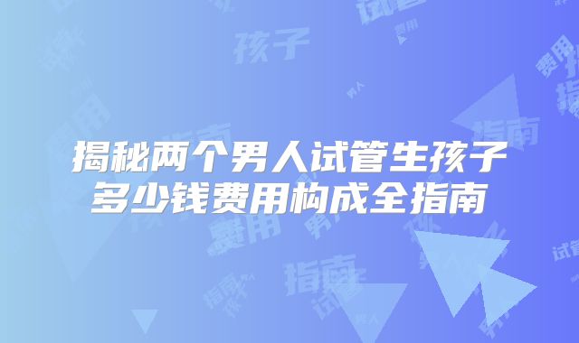 揭秘两个男人试管生孩子多少钱费用构成全指南