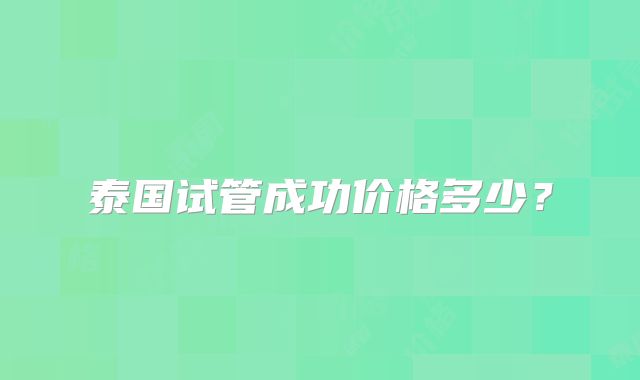 泰国试管成功价格多少？