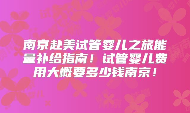 南京赴美试管婴儿之旅能量补给指南!试管婴儿费用大概要多少钱南京!