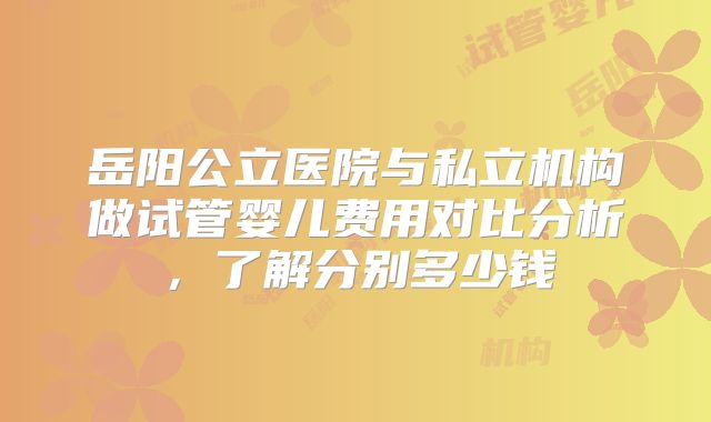 岳阳公立医院与私立机构做试管婴儿费用对比分析,了解分别多少钱