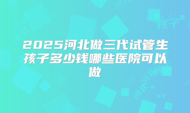 2025河北做三代试管生孩子多少钱哪些医院可以做