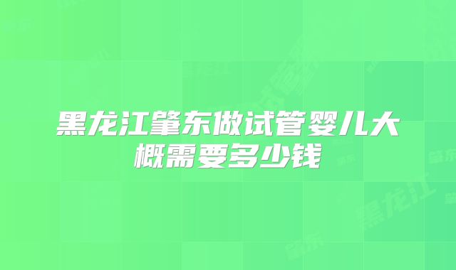 黑龙江肇东做试管婴儿大概需要多少钱
