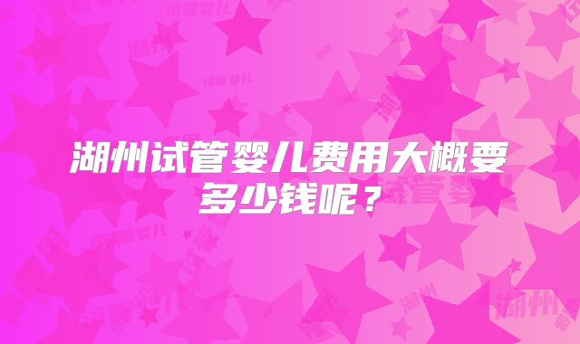 湖州试管婴儿费用大概要多少钱呢?