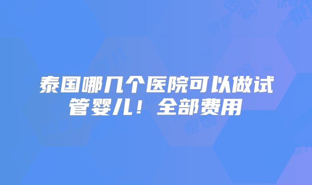 泰国哪几个医院可以做试管婴儿!全部费用