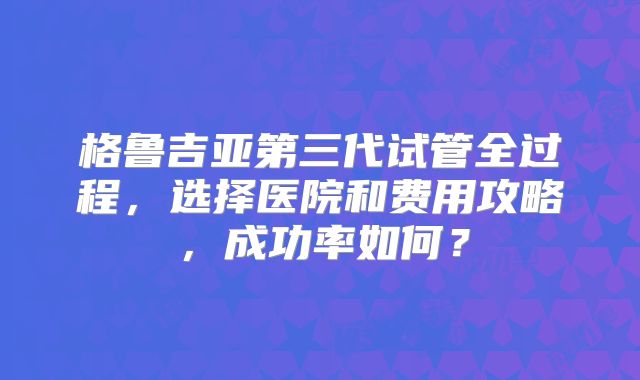 格鲁吉亚第三代试管全过程,选择医院和费用攻略,成功率如何?