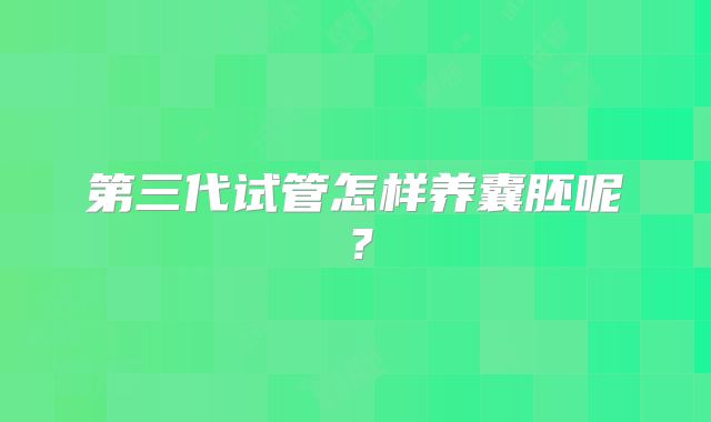 第三代试管怎样养囊胚呢?