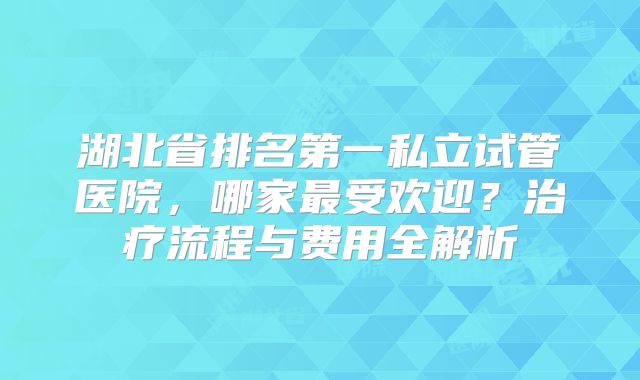 湖北省排名第一私立试管医院,哪家最受欢迎?治疗流程与费用全解析