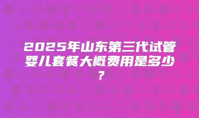 2025年山东第三代试管婴儿套餐大概费用是多少?