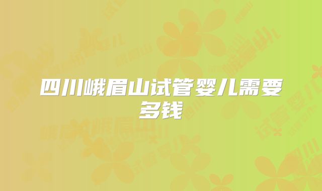 四川峨眉山试管婴儿需要多钱