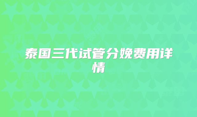 泰国三代试管分娩费用详情