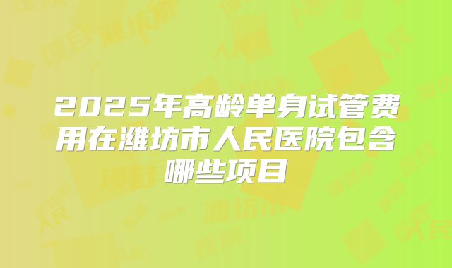 2025年高龄单身试管费用在潍坊市人民医院包含哪些项目