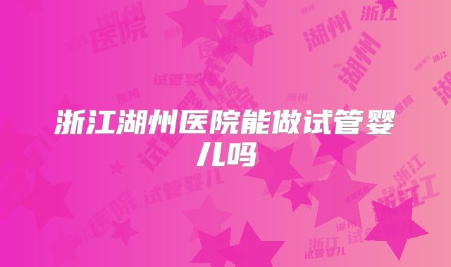 浙江湖州医院能做试管婴儿吗
