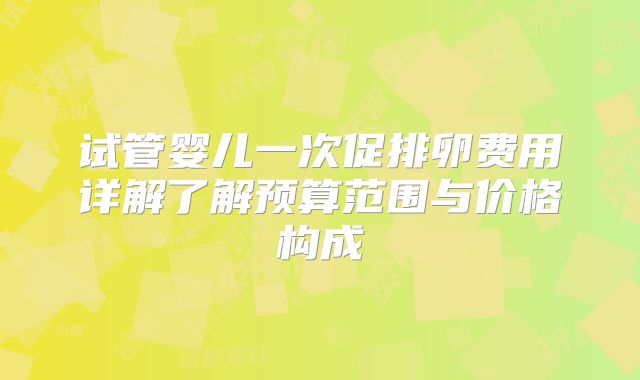 试管婴儿一次促排卵费用详解了解预算范围与价格构成