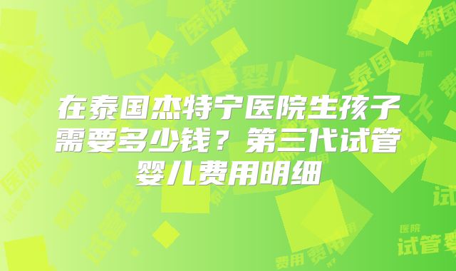 在泰国杰特宁医院生孩子需要多少钱?第三代试管婴儿费用明细